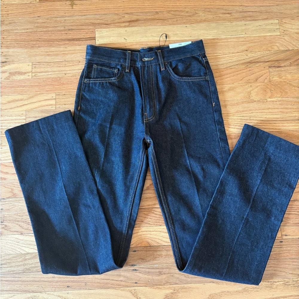Zara Women's High Rise Dark Blue Jeans
